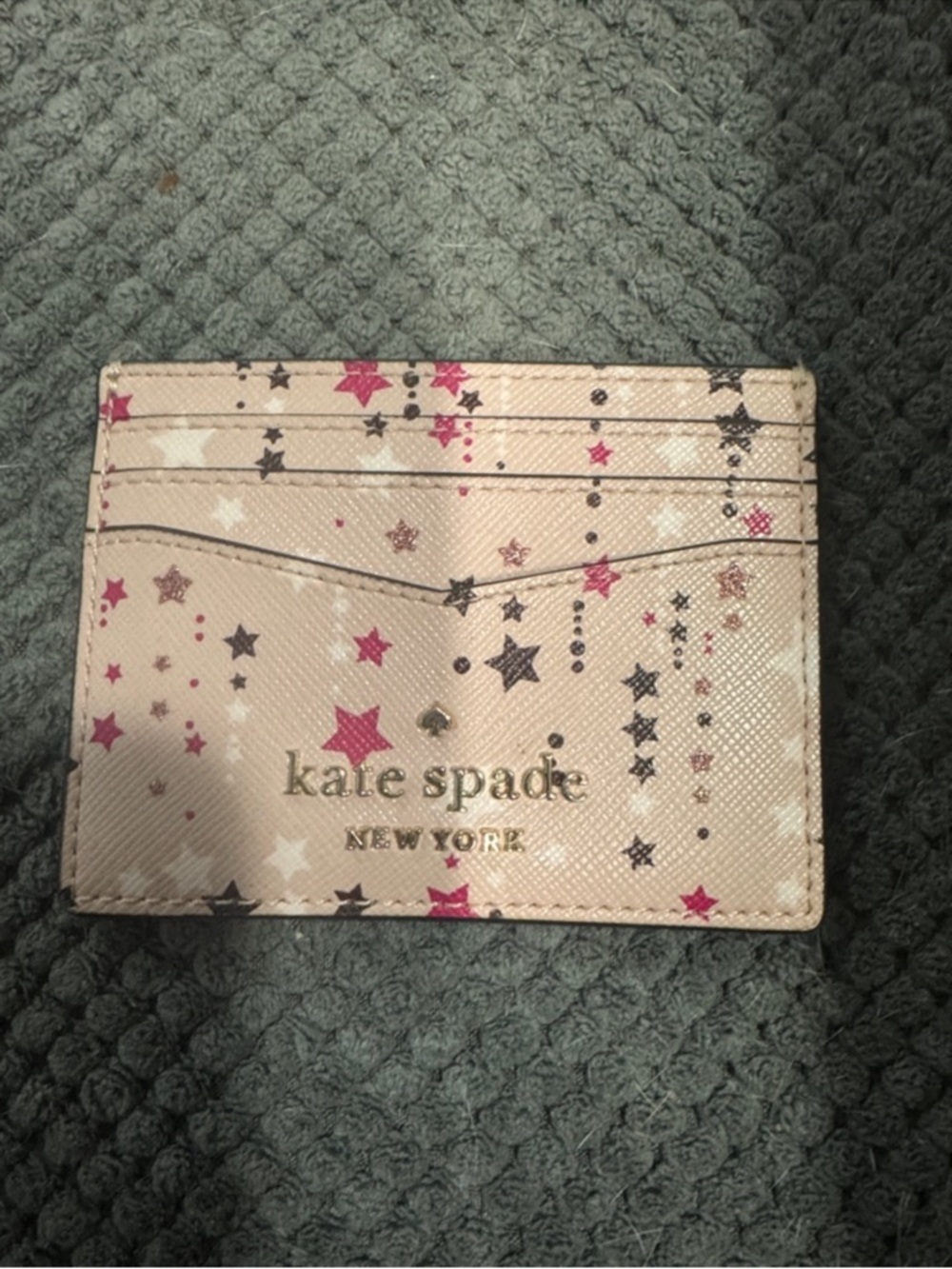 kate spade Pink Star Print Cardholder with Gold Logo